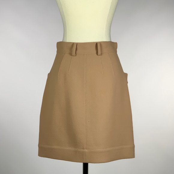 Crepe wool front button up mini skirt - Picture 4 of 6